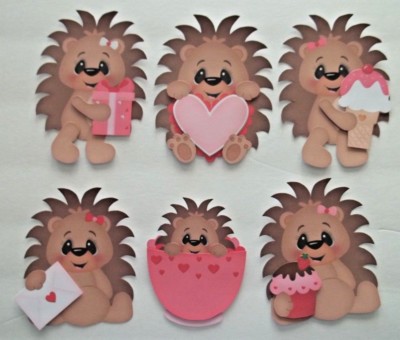 3D- U Pick- Love  Skunk Hedgehog Hug Kiss Heart Paper Embellishment