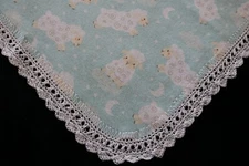 Receiving Blanket Hand Crochet Edge New Baby Shower Gift Girl Boy FLUFFY SHEEP!
