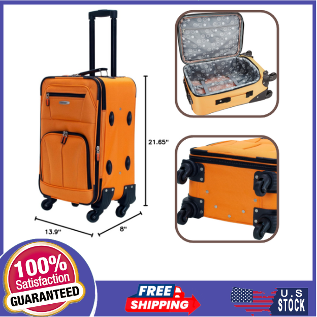 Pasadena Softside Spinner Wheel Luggage, Orange, Carry-On 19-Inch