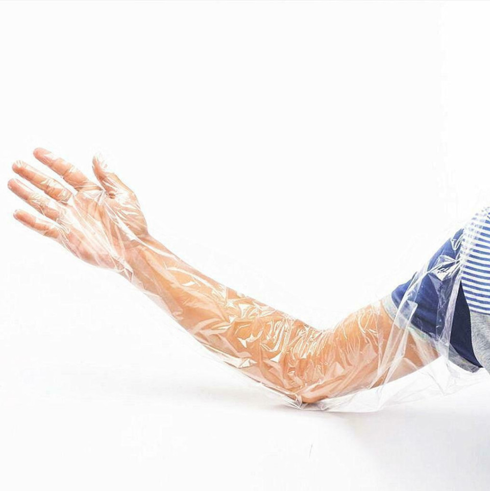 Disposable Film Gloves Long Arm Veterinary Examination Farm Vet Glove 50Pcs