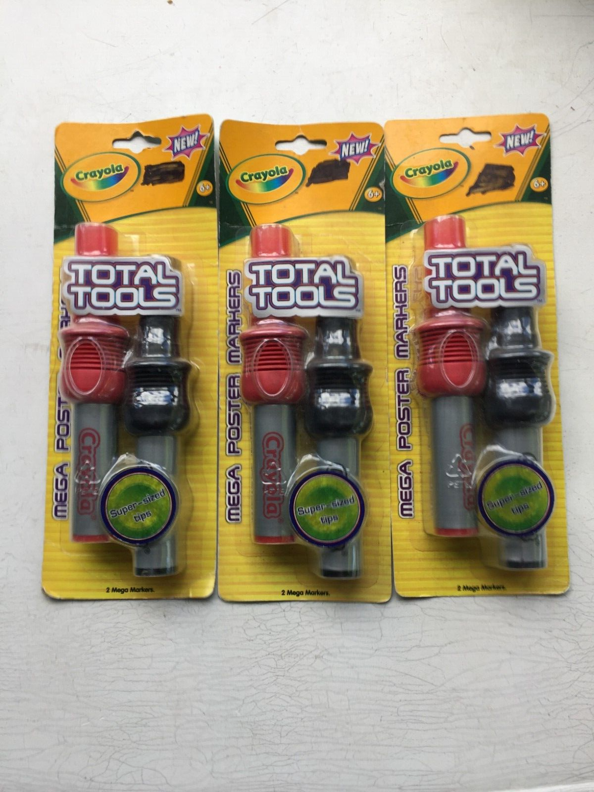 Crayola Poster Markers Total Tools Mega Crafts Super-sized Tips Red Black 3 Pk