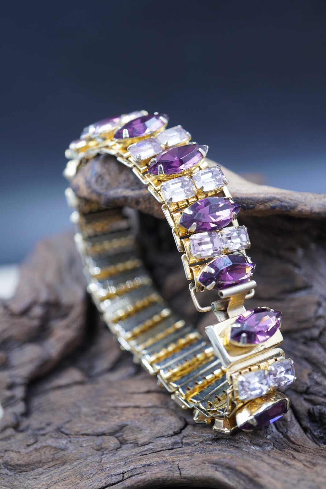 Vtg 50's Unsigned CORO? Rectangular Amethyst Crys… - image 5