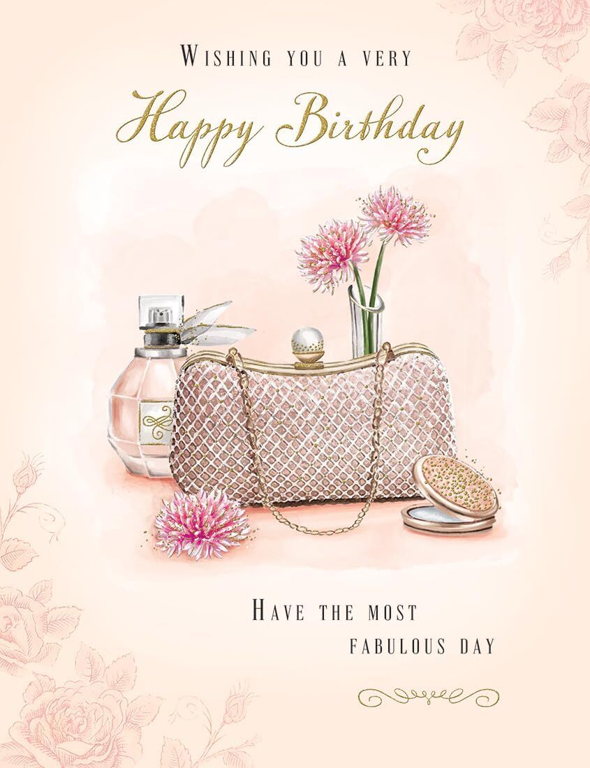 Happy Birthday Handbag Card For Female. 19x13cm (8x6 Inches