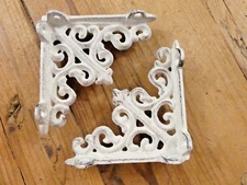 2 Antique Style Shelf Brace Wall Bracket Cast Iron Brackets SMALL White