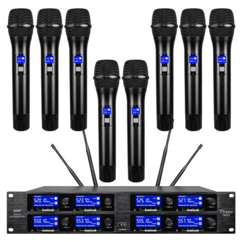 8 Channel UHF Pro Audio Wireless Microphone System  8 Handheld Metal Dynamic Mic - Picture 1 of 5