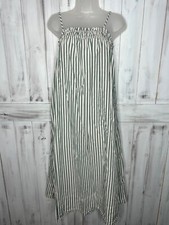 Pistola Farrah Ruffle Midi Sleeveless Dress Blue Mist Coastal White Striped S