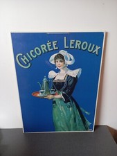 Affiche Plaque Publicitaire Carton Chicorée Leroux 60 cm x 45 cm 