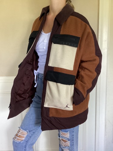 NWT Nike Air Jordan "Cozy Girl" Wool Blend Color Block Jacket Oversized Large L - Picture 3 of 12
