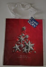 SKILCRAFT LAMINATED S-M TOTE UTILITY BAG MERRY CHRISTMAS Stars Red White NWT
