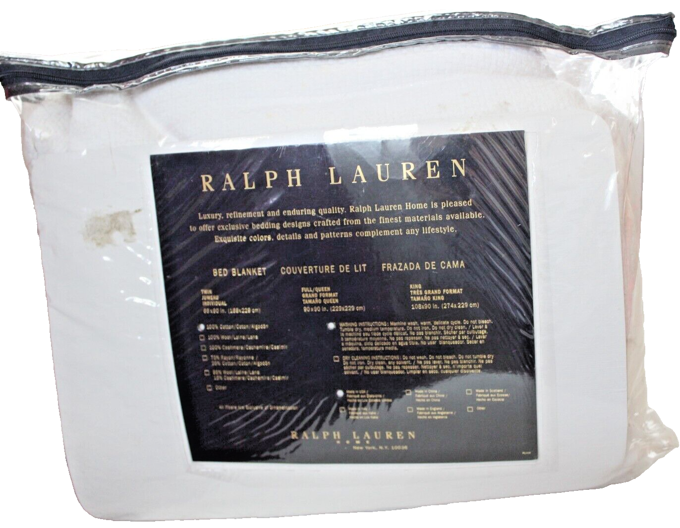 VTG Ralph Lauren cotton blanket textured weave woven full/queen white 90" x 90" eBay