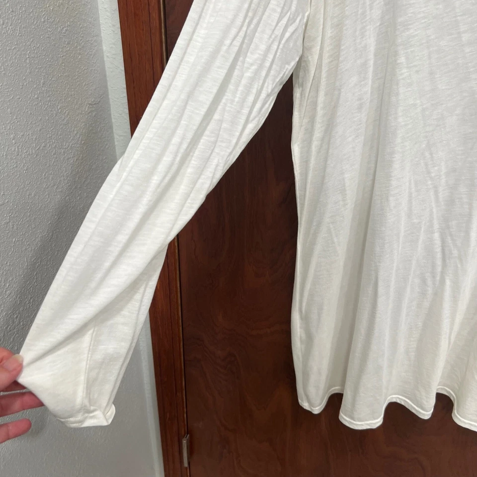 Top túnica JustFab manga larga cuello redondo informal todos los días blanco 3X Foto 2 de 4