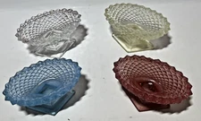 Set of 4 Vintage WESTMORELAND Glass English Hobnail Pedestal Open Salt Cellar