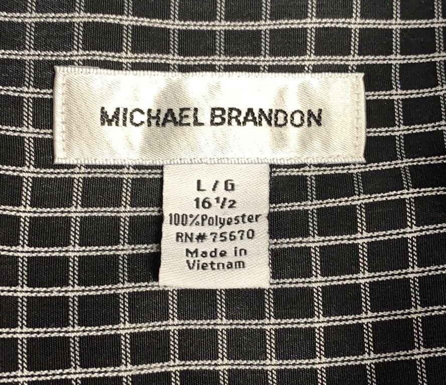 Michael Brandon Black Gray Checked Button-Up Long… - image 6