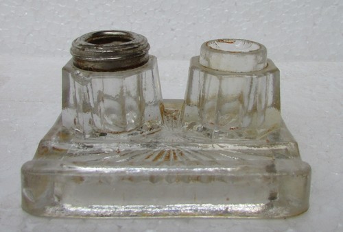 Olla de pozo de tinta victoriana de vidrio de corte antiguo coleccionable - Imagen 5 de 9