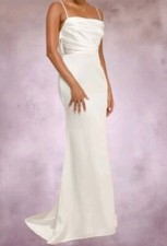 Lulu's WHITE SATIN Sleeveless Maxi Dress Size X-SMALL