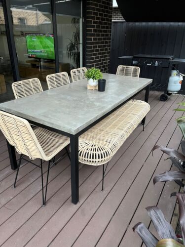 Contemporary 8 Seater Concrete Dining Table - Picture 1 of 6