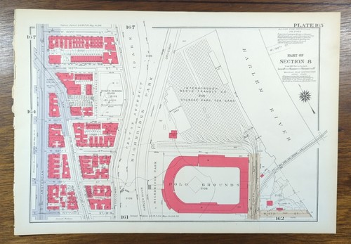 Mapa del estadio Polo Grounds 1934 Manhattan ciudad de Nueva York Nueva York ~ Antiguo Original De Colección