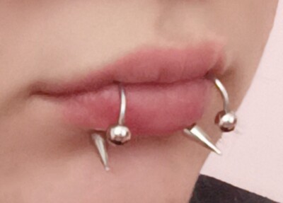 Snake Bite Lip Piercings Spike Ring 12mm Stahl Steel (USED!)(GEBRAUCHT!)