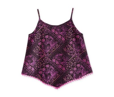Epic Threads Girls Bandana Print Pom-Pom Tank Top Black Pink Size 6 NWT