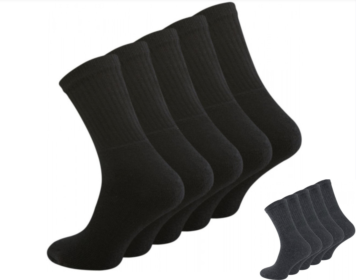 Calcetines de trabajo hombre en negro o gris oscuro en la serie 5 o. Paquete de 10