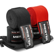 MEISTER 180" ELITE HAND WRAPS - PREMIUM 2 PACK w/ MESH BAG - Elastic Boxing MMA
