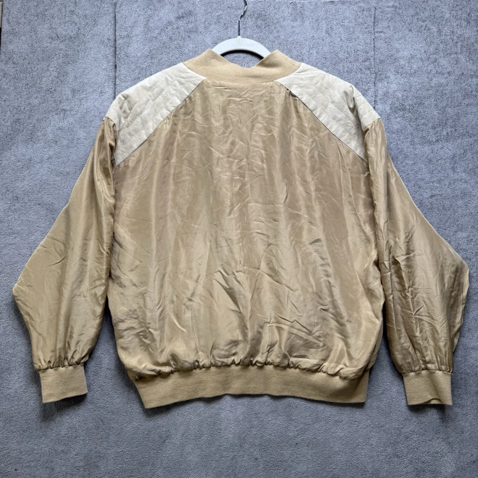 Pullover De Colección Años 80 90 Diane Gilman Cortavientos Mujer L Beige Tostado Seda Gamuza Foto 3 de 4