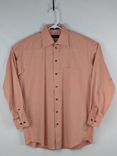 Claiborne Button Up Shirt Mens 15 1/2 - 32/33 Medium Orange Cotton Long Sleeve