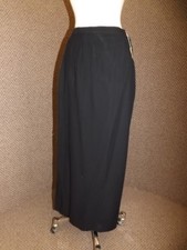 Vtg 1960s NEW NOS Jet Black Rayon Dbl Side Seam Hem Slits Maxi Skirt Sz M 12 