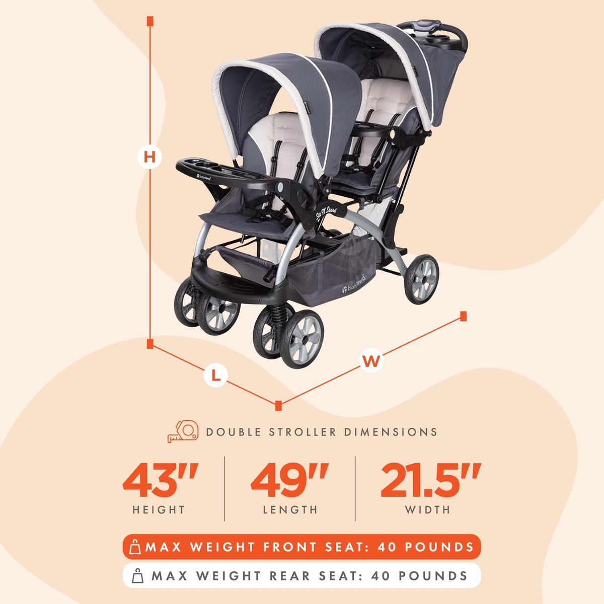 Baby Trend Sit N' Stand Easy Fold Twin Double Infant Toddler Stroller (Open  Box) | eBay