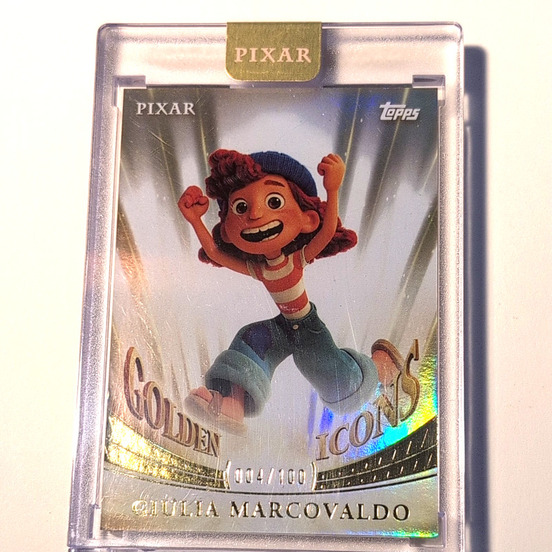 2025 Topps Gold Pixar Golden Icons GIULIA MARCOVALDO Encased # 4/100 Luca Disney
