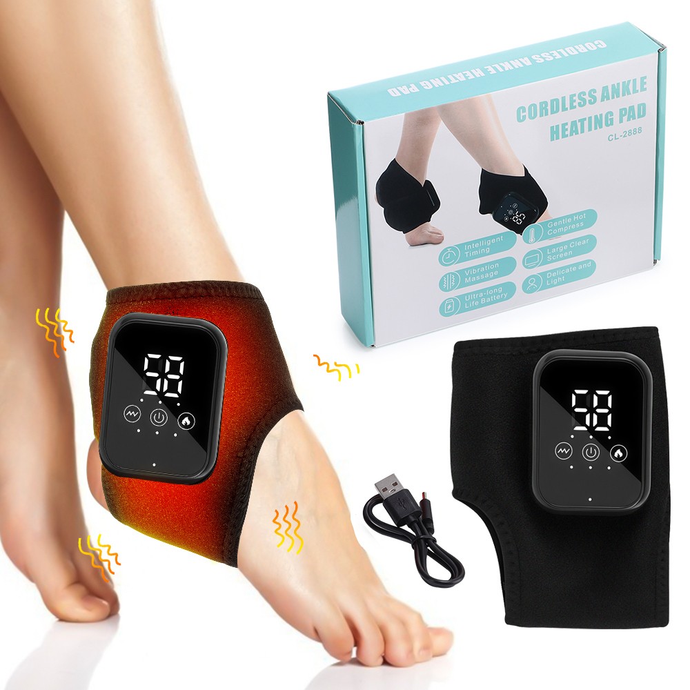 Masajeador eléctrico de pies tobillo compresa caliente y vibración articulación esguince alivio del dolor