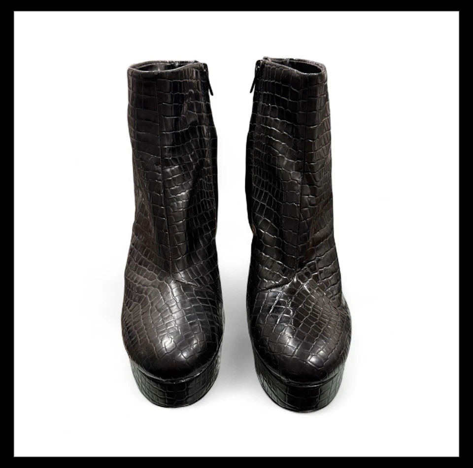 Mix No. Botín de plataforma 6 Ena - estampado de cocodrilo negro - para mujer talla 8-1/2 Foto 3 de 4
