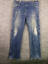 Dickies Carpenter Jeans Mens 34x32 Straight Leg Blue Denim Workwear Pants GUC