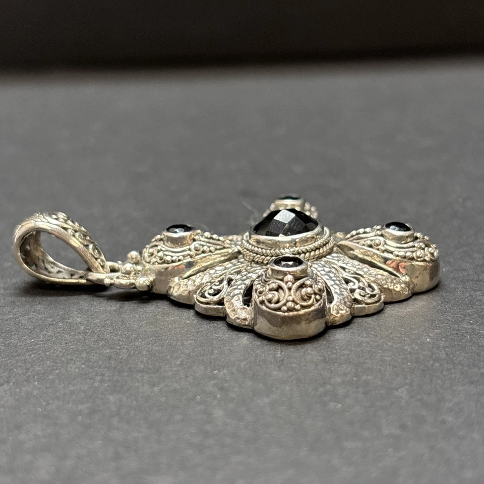 JUEGO SARDA 925 Plata de Ley Espinela Negra Colgante y Brazalete con Bisagras Foto 4 de 4