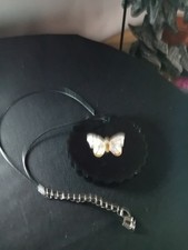 Silver Tone Butterfly Charm Pendant Necklace Chain Metal Animals & Insects Theme