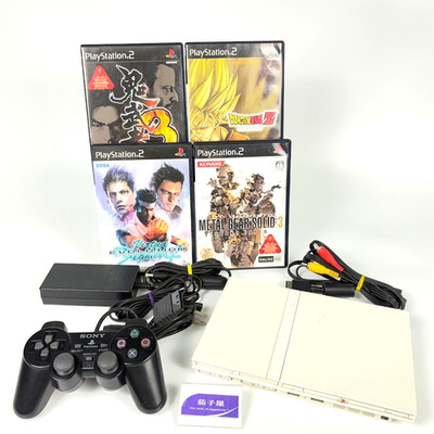 Sony PS2 Slim SCPH-75000 White Console NTSC-J w/ Controller & 4 Games Tested