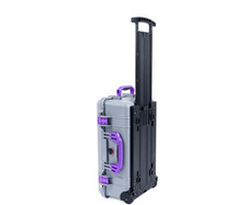 Silver  Purple Pelican 1510 case. Comes no foam / empty. Carry on with wheels.