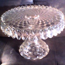 Fostoria American 10” Cake Stand With Rum Well