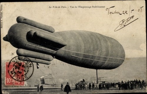 Ak Französisches Luftschiff Ville de Paris, Heck-Stabilisator - 4675485