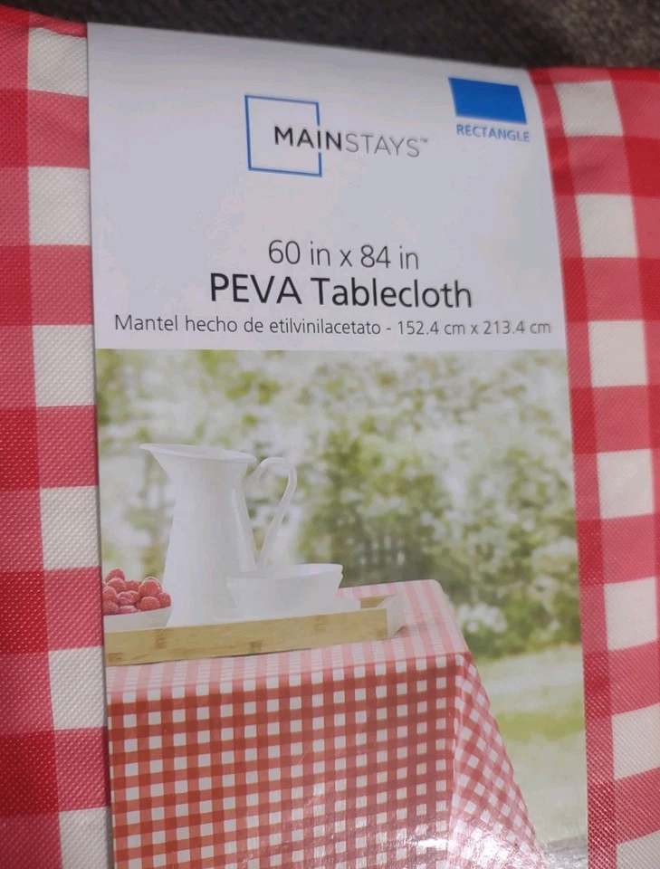 New Mainstays 60 x 84" PEVA Rectangular Tablecloth - Red Gingham - Image 4 of 4