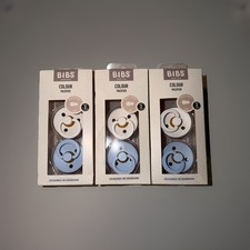 Bibs Colour 2 pack Pacifiers latex size 2 Total 3 packs  White / Baby Blue 