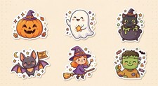 Halloween Sticker sheet. 6 Die Cut Stickers Per Sheet