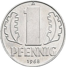 DDR, 1 Pfennig, 1968 A, Leichtmetall