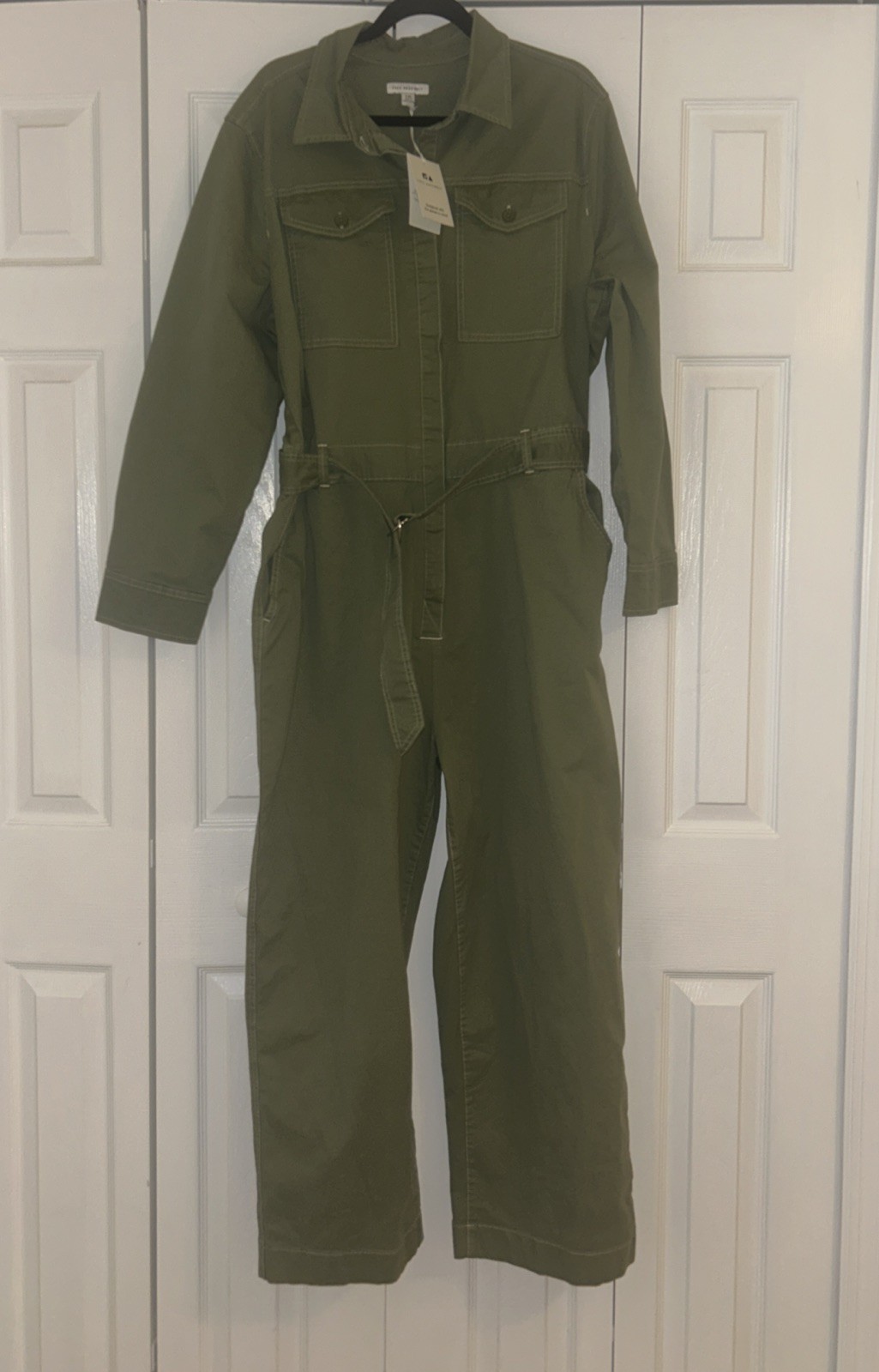 Free Assembly Army Green Coverall Canvas Jumpsuit Utility Size XXL