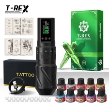 Tattoo Gun Kit T-Rex Tattoo Complete Wireless Machine 1600mAh Power Adjustable