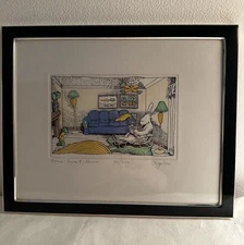 Signed David Bigelow Home Sweet Home Etching Art Print #32/200 Framed Rabbit Art