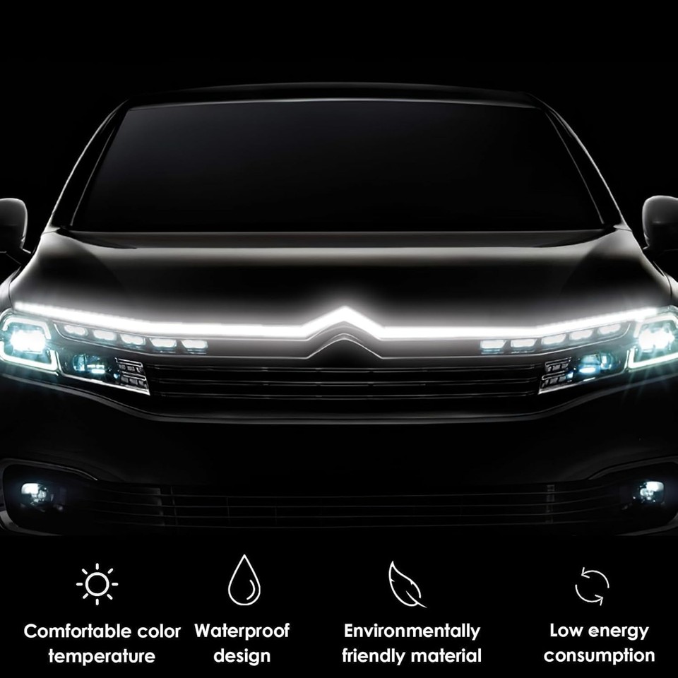 Car LED Hood Light Strip 1.8M 12V Front Bonnet Daytime Running Lights ...