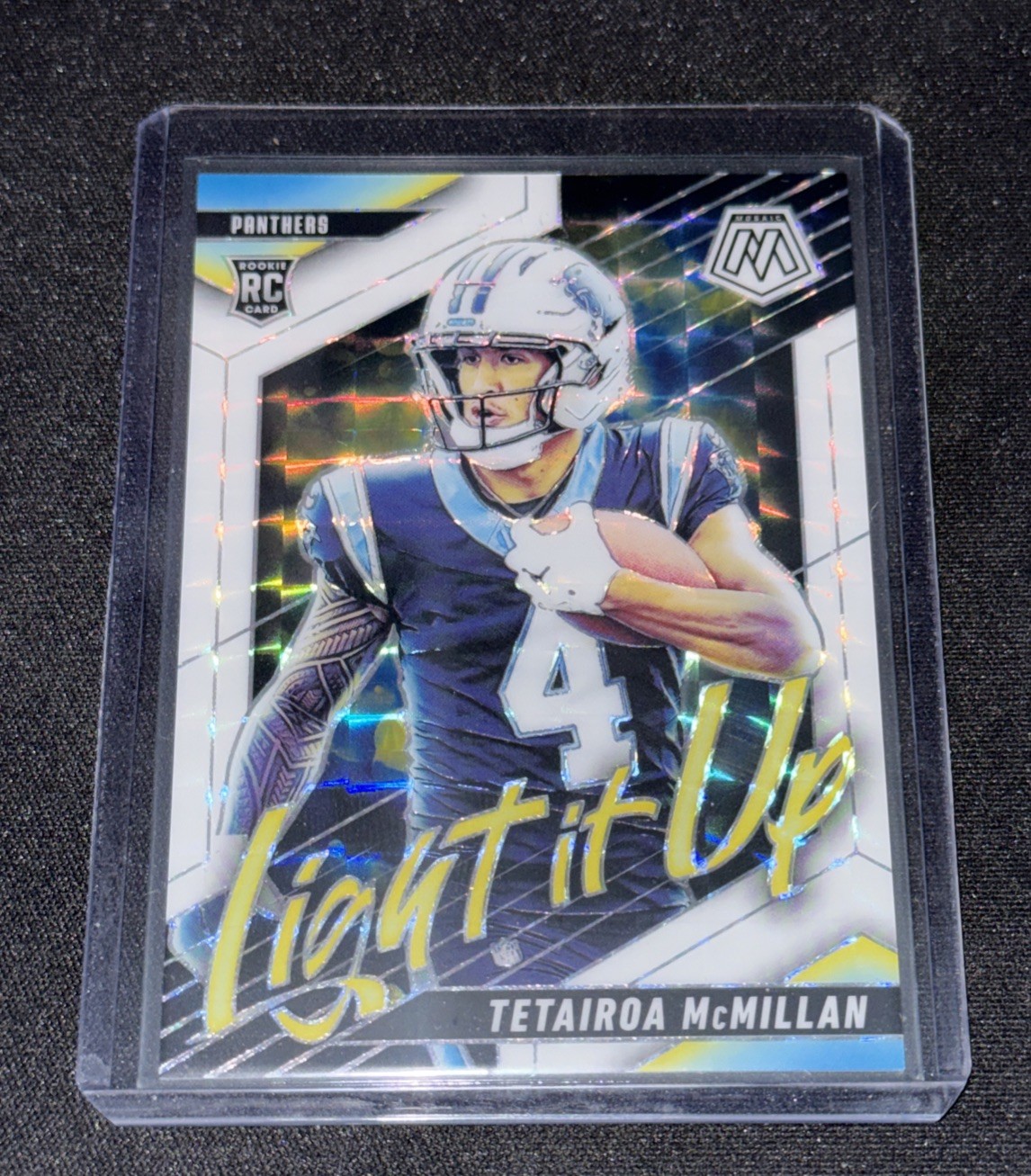 2025 Panini Mosaic Tetairoa McMillan RC Light It Up White Prizm /25 🔥 Panthers