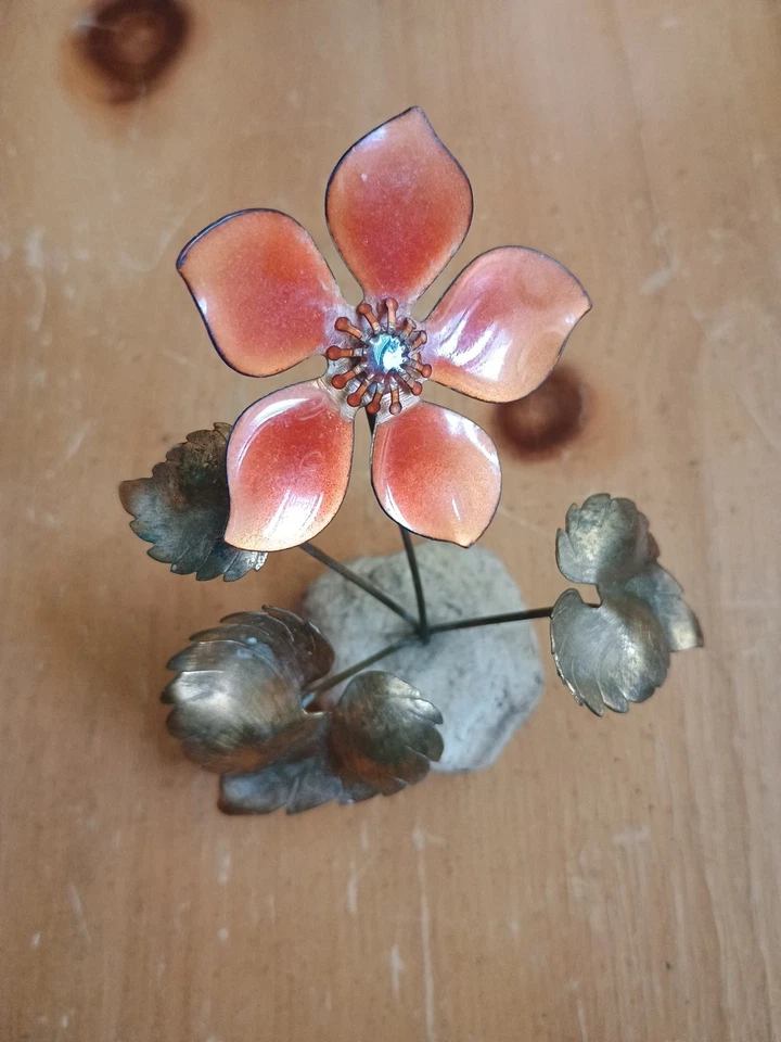 Vintage BOVANO of Cheshire Enamel  Flower. Approximately 5 In Tall. Beautiful!  - Image 2 of 4