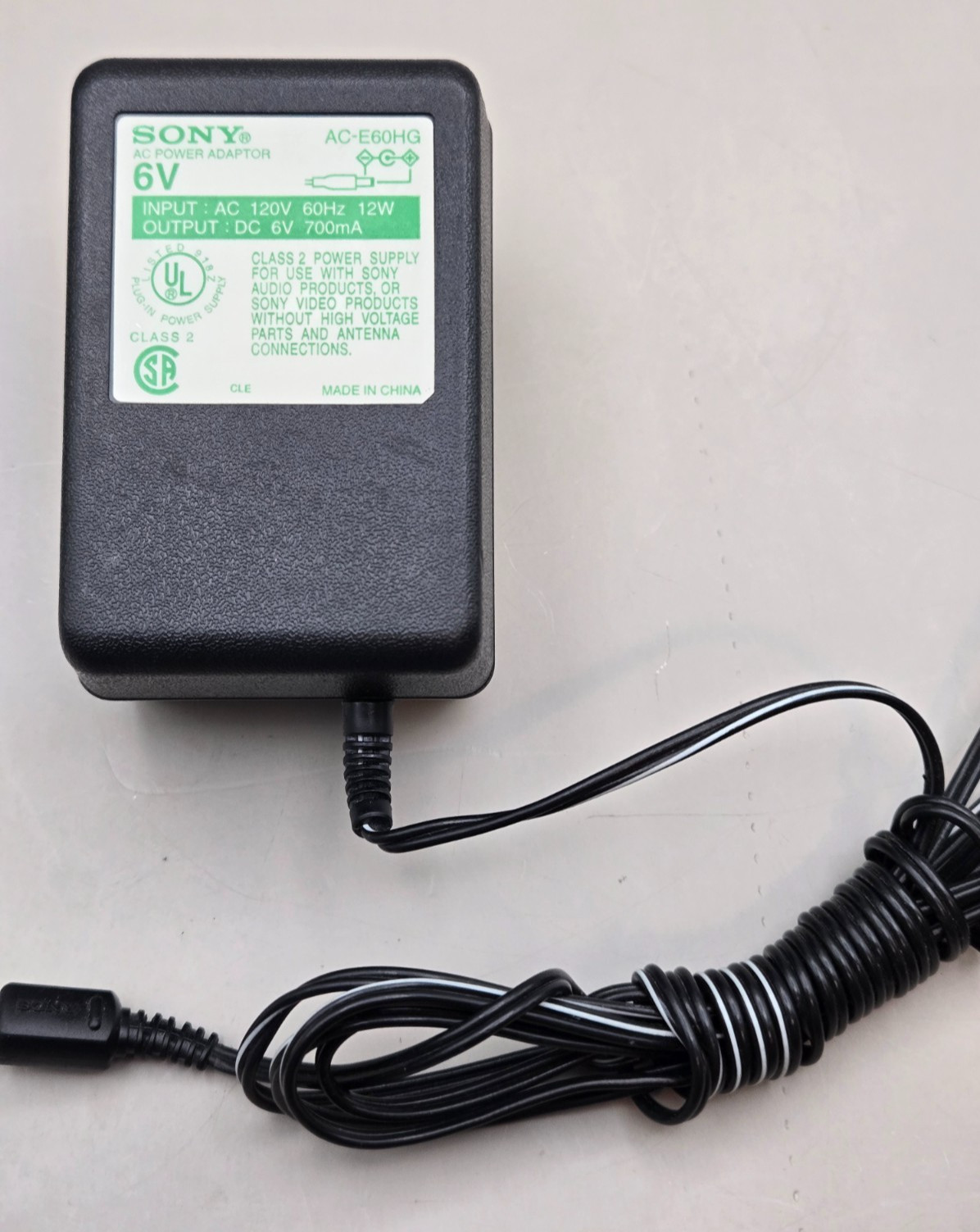 GENUINE Sony AC-E60HG AC Power Supply Adapter, DC 6V 700mA, 